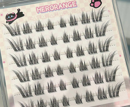 Cat Style Glue Free False Eyelashes Single Cluster Lightweight Eyelashes Self Adhesive No Glue Lashes Segmented Natural Eyelashe