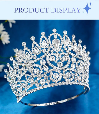 2025 New Rhinestone Crystal Queen Big Crown Bridal Wedding Tiara Women Beauty Pageant Bridal Hair Accessories Jewelry