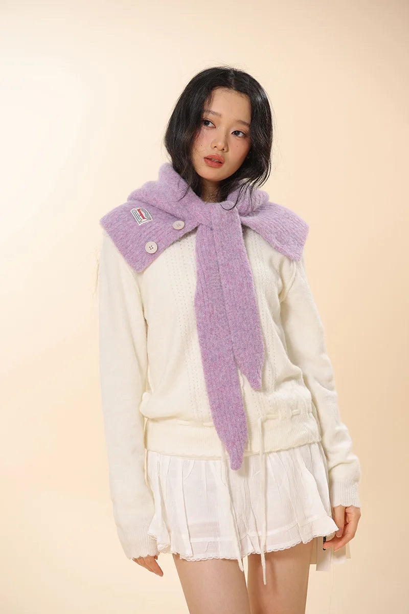 Korean Knitted Balaclava Hat Women's Winter Warm Scarf Integrated Hooded Scarf Knitted Wool Beanie Cap