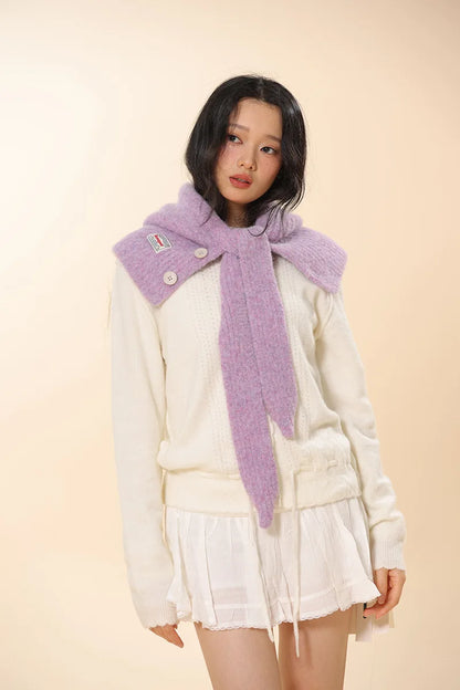 Korean Knitted Balaclava Hat Women's Winter Warm Scarf Integrated Hooded Scarf Knitted Wool Beanie Cap