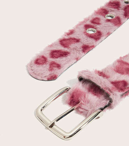 Pink Plush Women's Belt Fashion Trend Y2k Girls Girdle Versatile Jeans Accessories Pu Pin Buckle Waistband