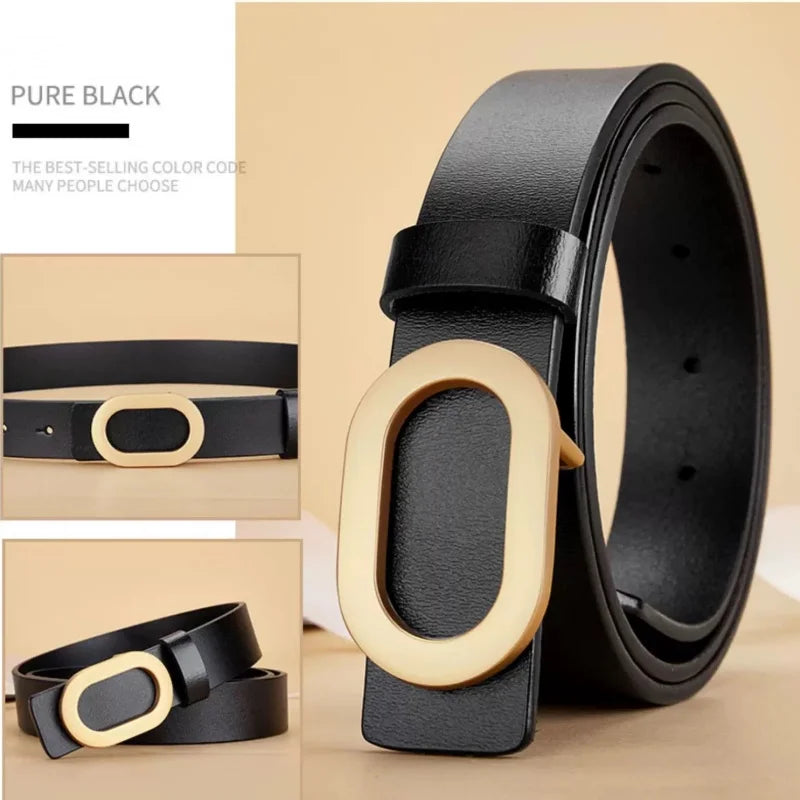 Women's Leather Belts For Jeans Ladies Strap Alloy Metal Pin Buckle Fashion Belt