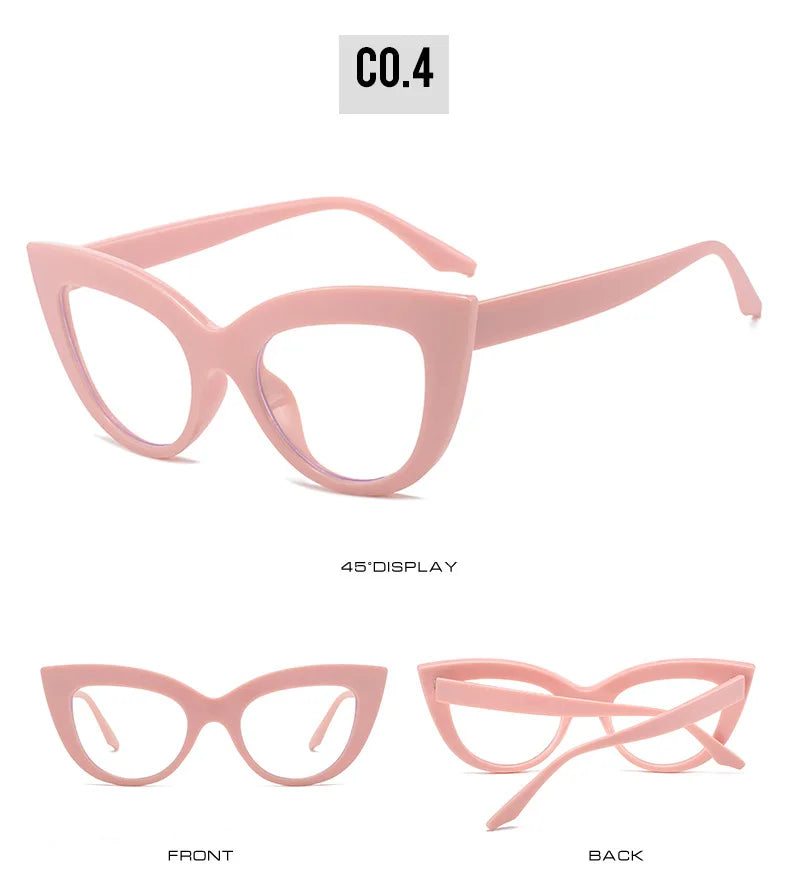 Women's Cat Eye Glasses Frame Fashion Anti Blue Light Transparent Eyeglasses Retro Optical Clear Lens Spectacle Eyeglass Female