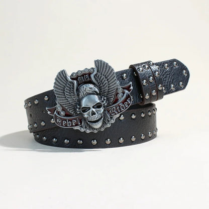 Black Punk Style PU Leather Belt with Metal Studs Unisex Gothic Fashion Accessory