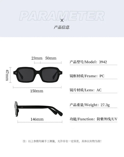 Fashionable Rice Nail Square Sunglasses High-End Casual Simple Sunglasses Versatile Ins Internet Celebrity Sunglasses Women DUHE