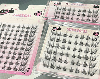 Cat Style Glue Free False Eyelashes Single Cluster Lightweight Eyelashes Self Adhesive No Glue Lashes Segmented Natural Eyelashe