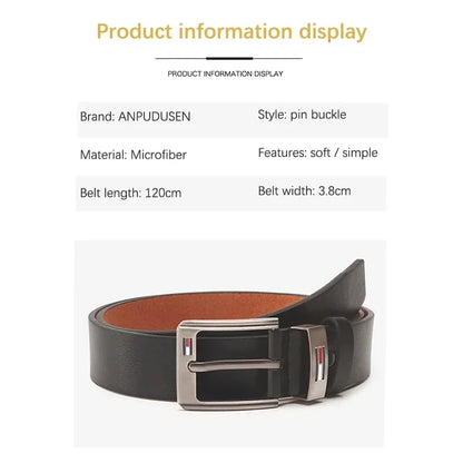 Men's Luxury PU Leather Belt - Designer Alloy Pin Buckle, High Quality Waistband for Jeans & Casual Wear, Fashion Waist Strap