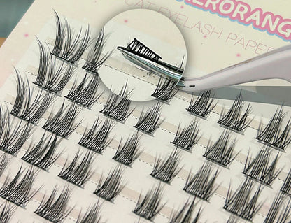 Cat Style Glue Free False Eyelashes Single Cluster Lightweight Eyelashes Self Adhesive No Glue Lashes Segmented Natural Eyelashe