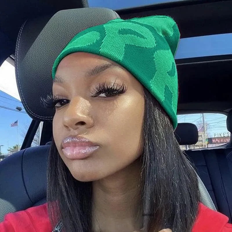 Women's "MEA CULPA" Hip Hop Knit Cap Unisex Y2K Cold Hat Men's Fashion Stretch Thermal Beanie