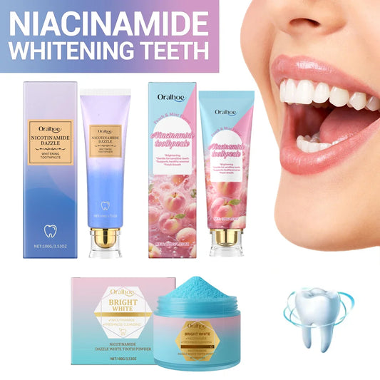 Nicotinamide Teeth Whitening Powder Cleaning Plaque Stain Remove Calculus Fresh Breath Oral Hygiene Care Tooth Bleach Toothpaste