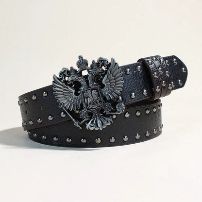 Black Punk Style PU Leather Belt with Metal Studs Unisex Gothic Fashion Accessory