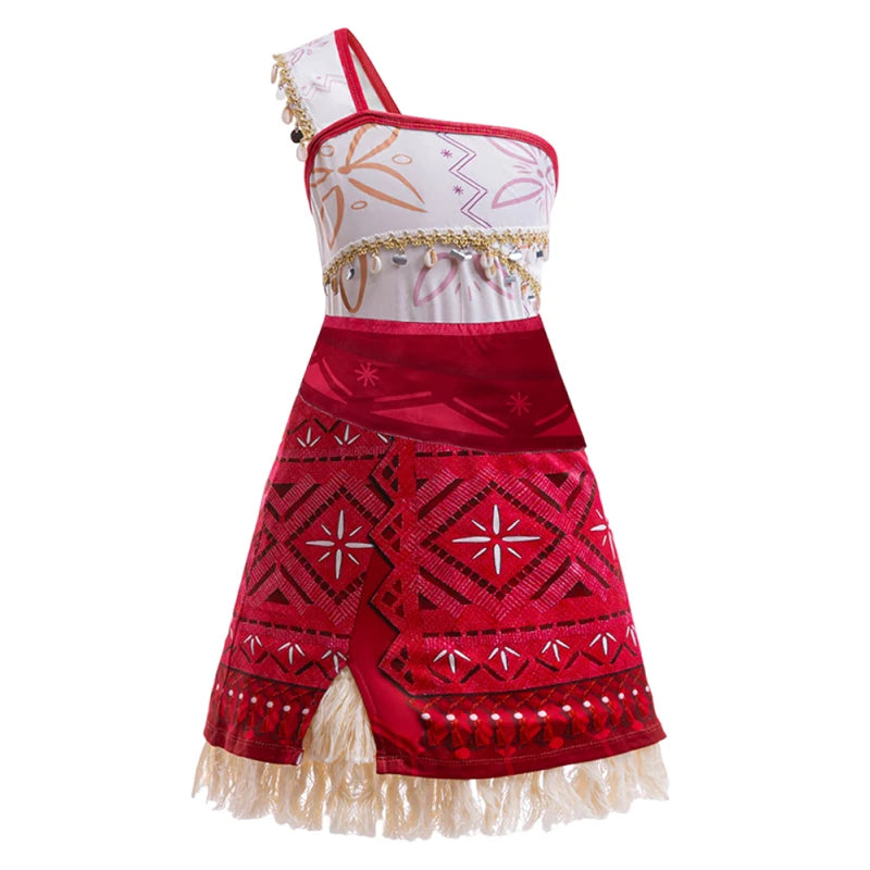 Girls Outfit Cosplay Children's Costume Party Princess Dress Summer Casual Beach Dress Necklace Wig Set Party Dresses For Girls