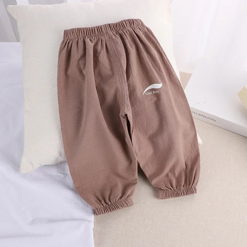 1 2 3 4 5 Years New Children's Anit-mosquito Pants Summer Baby Air Conditioning Bloomers Boys and Girls Cotton and Linen Pants