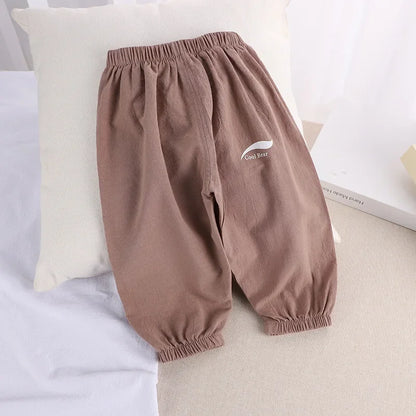 1 2 3 4 5 Years New Children's Anit-mosquito Pants Summer Baby Air Conditioning Bloomers Boys and Girls Cotton and Linen Pants