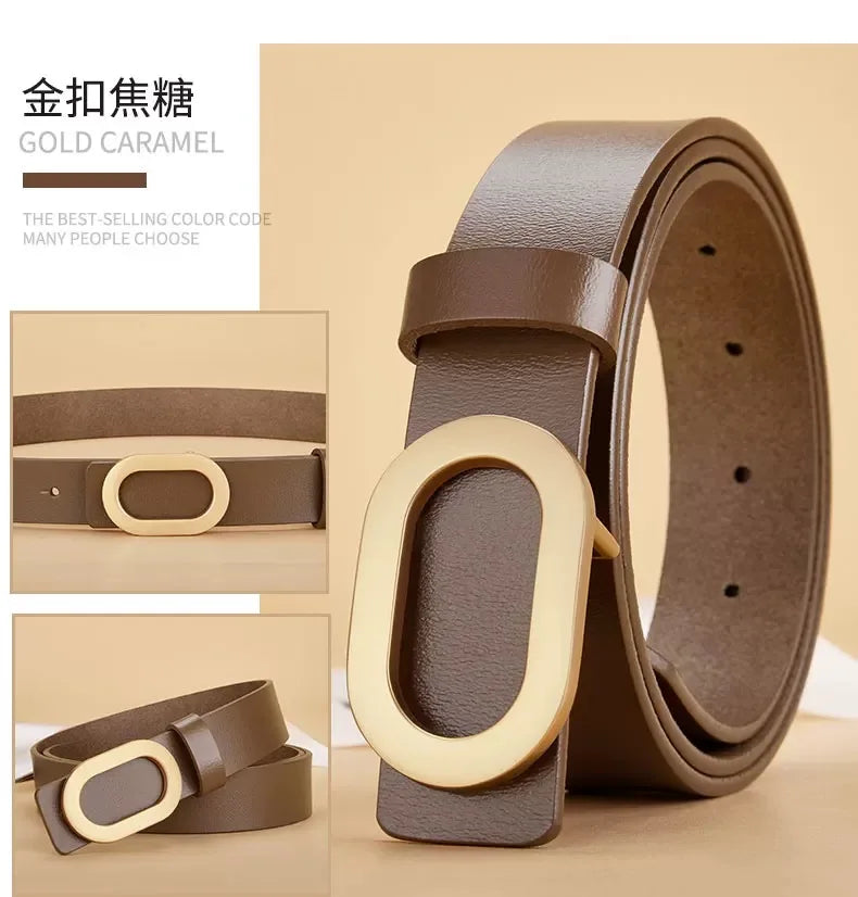 Women's Leather Belts For Jeans Ladies Strap Alloy Metal Pin Buckle Fashion Belt