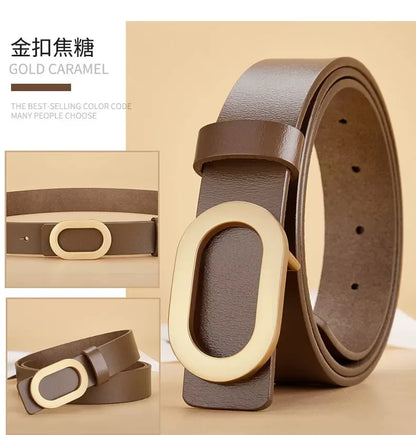 Women's Leather Belts For Jeans Ladies Strap Alloy Metal Pin Buckle Fashion Belt