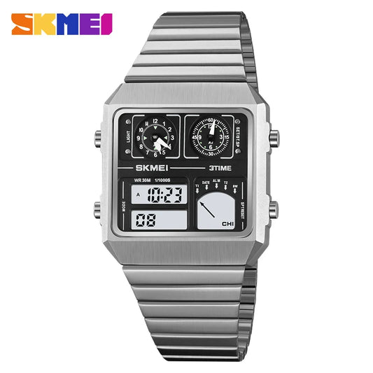 SKMEI 2198 Men's Leisure Business Electronic Watch LED Digital Watch Waterproof Digital StainlessSteel Thermometer Sports Watch