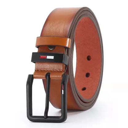 Men's Luxury PU Leather Belt - Designer Alloy Pin Buckle, High Quality Waistband for Jeans & Casual Wear, Fashion Waist Strap