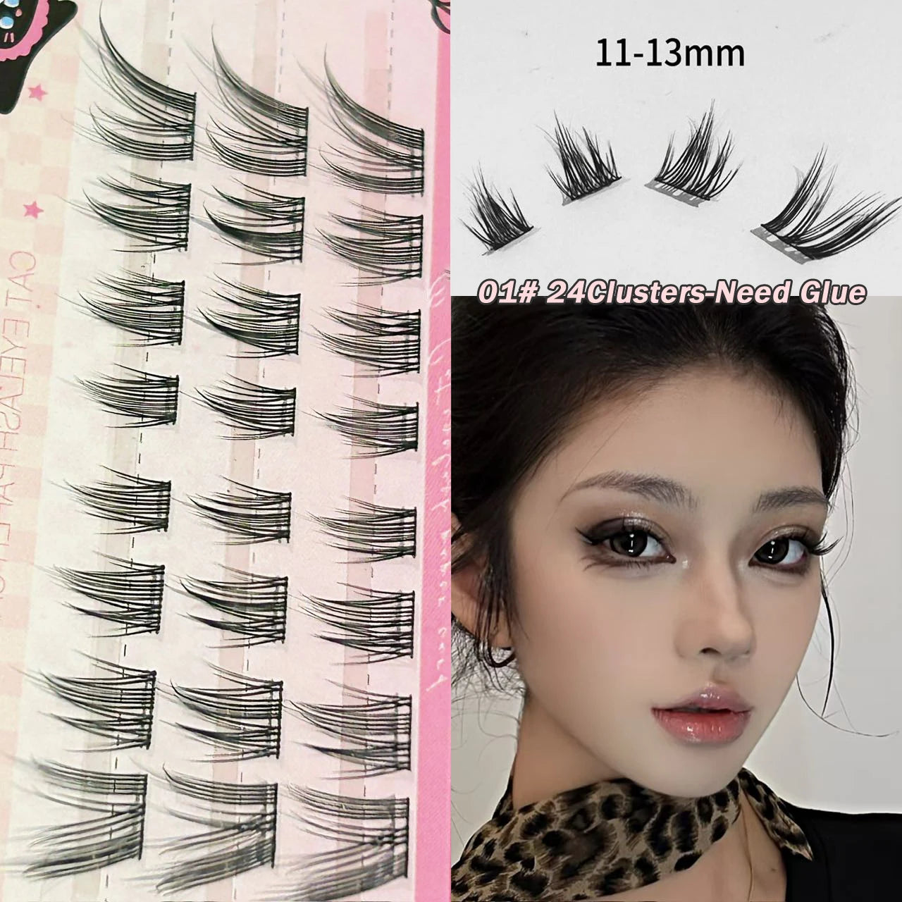 Cat Style Glue Free False Eyelashes Single Cluster Lightweight Eyelashes Self Adhesive No Glue Lashes Segmented Natural Eyelashe