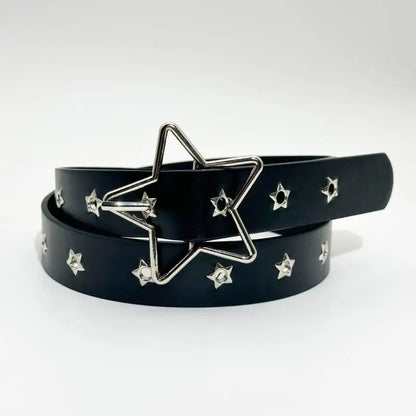 Pentagram Eye Rivet Belt Goth Style Double Pin Buckle Man/woman Fashion Casual Punk Style Pu Leather Waistband For Jeans Y2KBelt