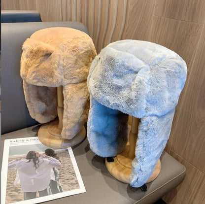 Women's Winter Thickened Warm Beanie Russian Caps Korean Fashion Ushanka Earflap Pilot Hat Women's Trend Bomber Hat Adjustable