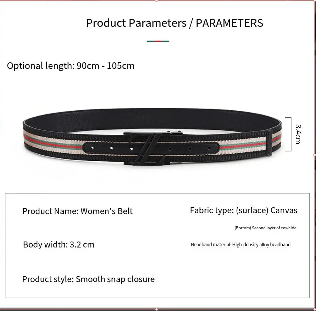 Luxury-sleek designer style G-shaped canvas belt for fashionable and durable high-quality jeans. Men's and women's casual leathe