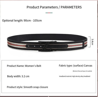 Luxury-sleek designer style G-shaped canvas belt for fashionable and durable high-quality jeans. Men's and women's casual leathe