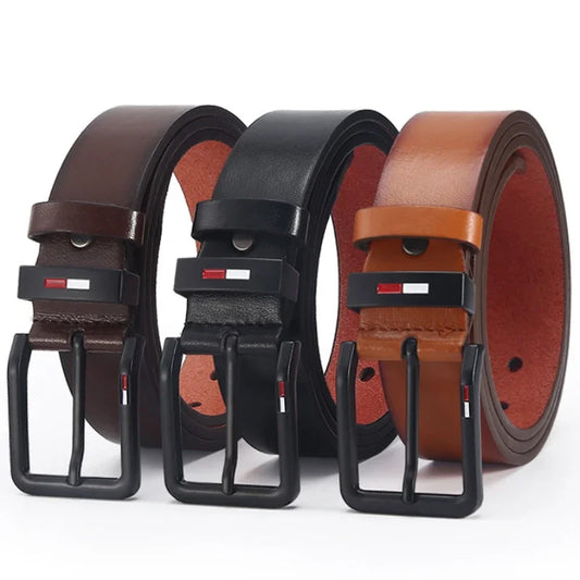 Men's Luxury PU Leather Belt - Designer Alloy Pin Buckle, High Quality Waistband for Jeans & Casual Wear, Fashion Waist Strap