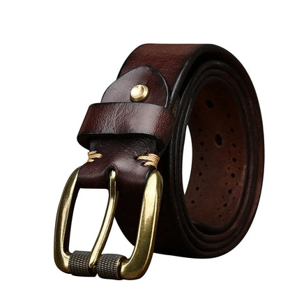 Women Trendy Vintage Breathable Genuine Leather Belt for Men Stylish Waistband