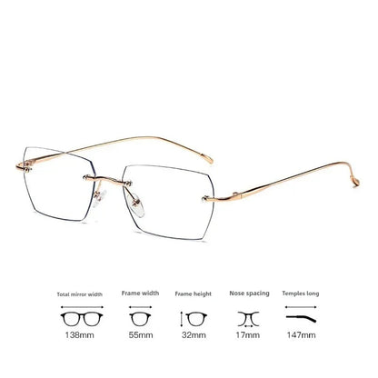 Luxury Rimless Myopia Glasses for Women Men Ultralight Near Sight Glasses Blue Light Blocking Eye Protection Eyeglasses 0 To-4.0