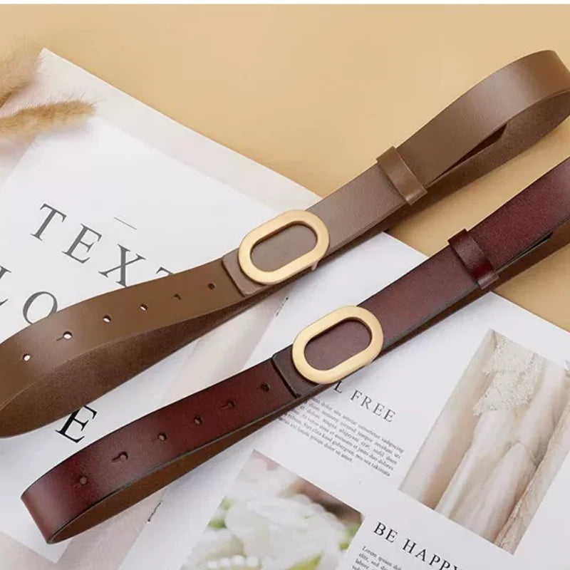 Women's Leather Belts For Jeans Ladies Strap Alloy Metal Pin Buckle Fashion Belt