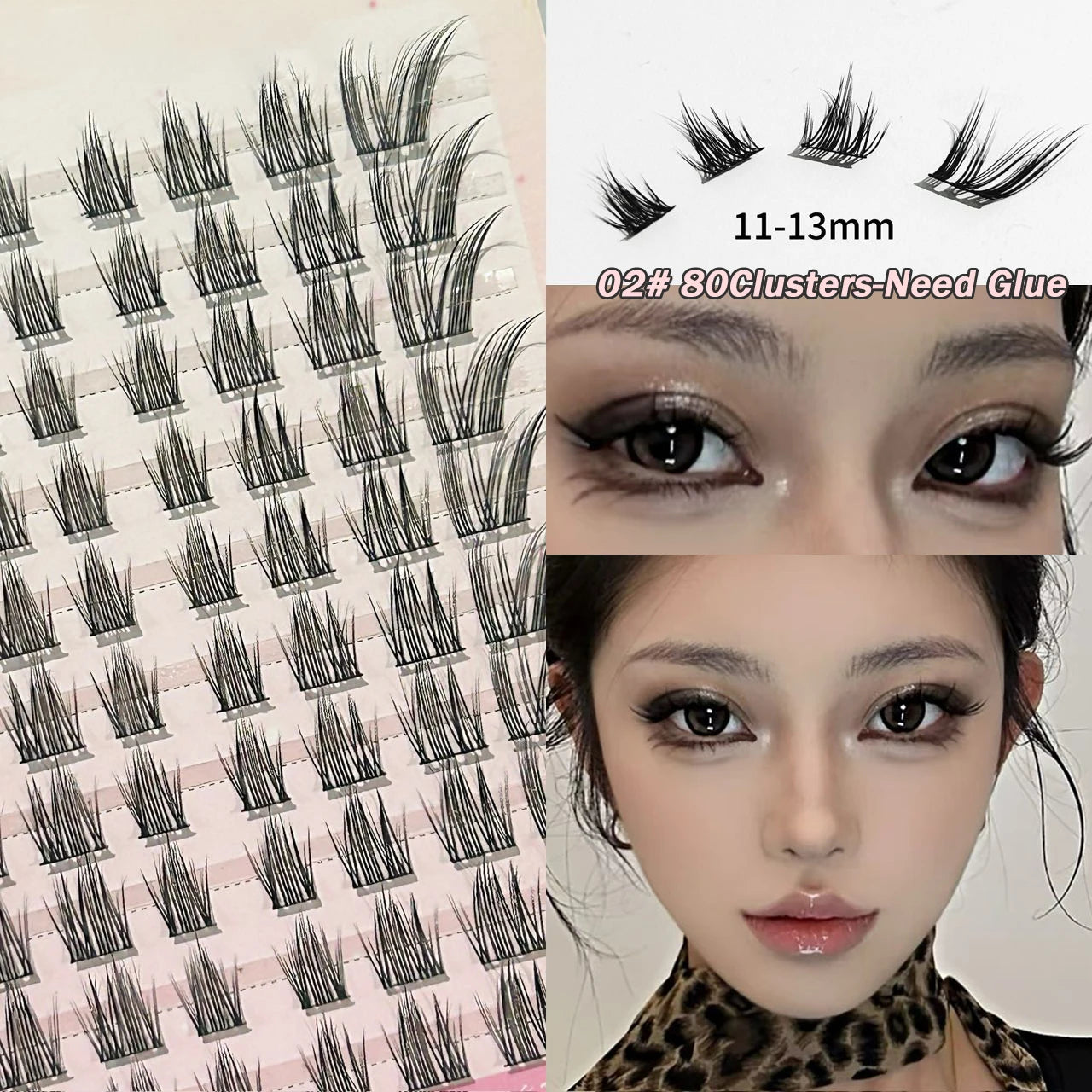 Cat Style Glue Free False Eyelashes Single Cluster Lightweight Eyelashes Self Adhesive No Glue Lashes Segmented Natural Eyelashe