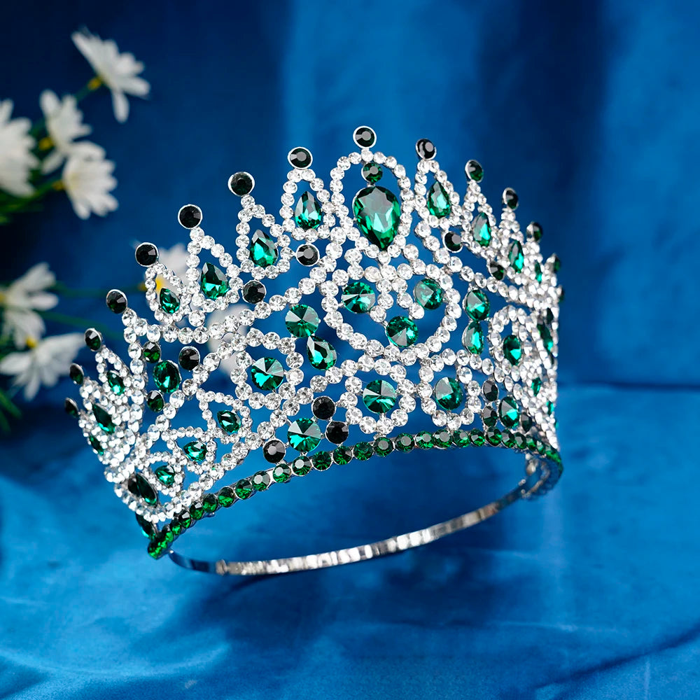 2025 New Rhinestone Crystal Queen Big Crown Bridal Wedding Tiara Women Beauty Pageant Bridal Hair Accessories Jewelry