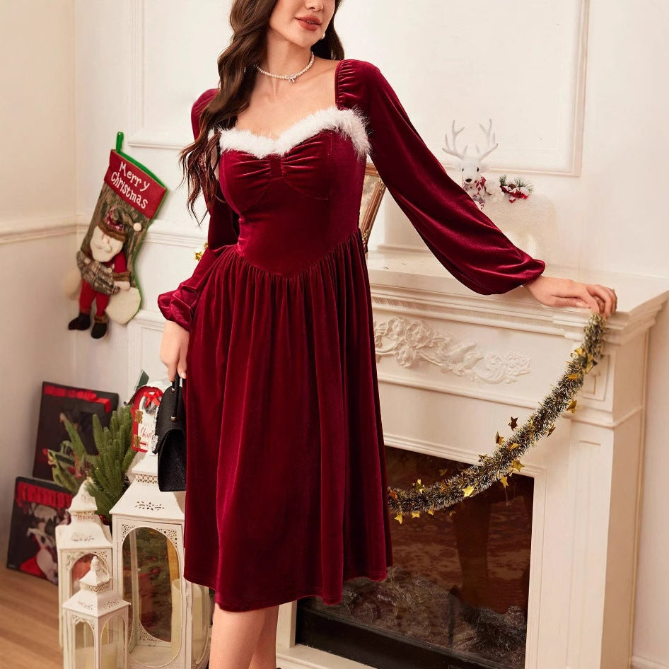 Red Velvet Christmas Party Dress