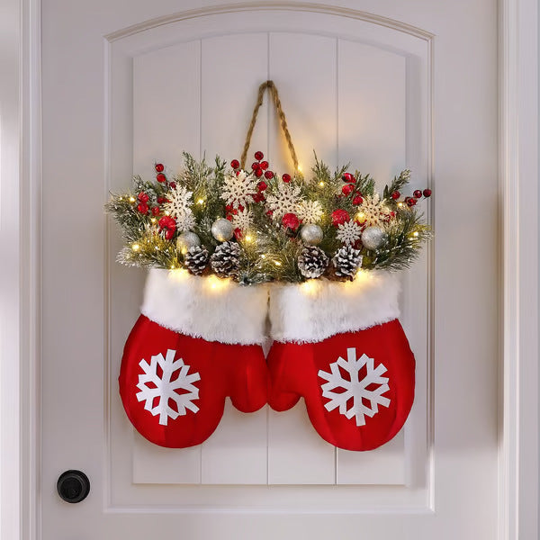 Christmas Glove Wreath Door Decoration