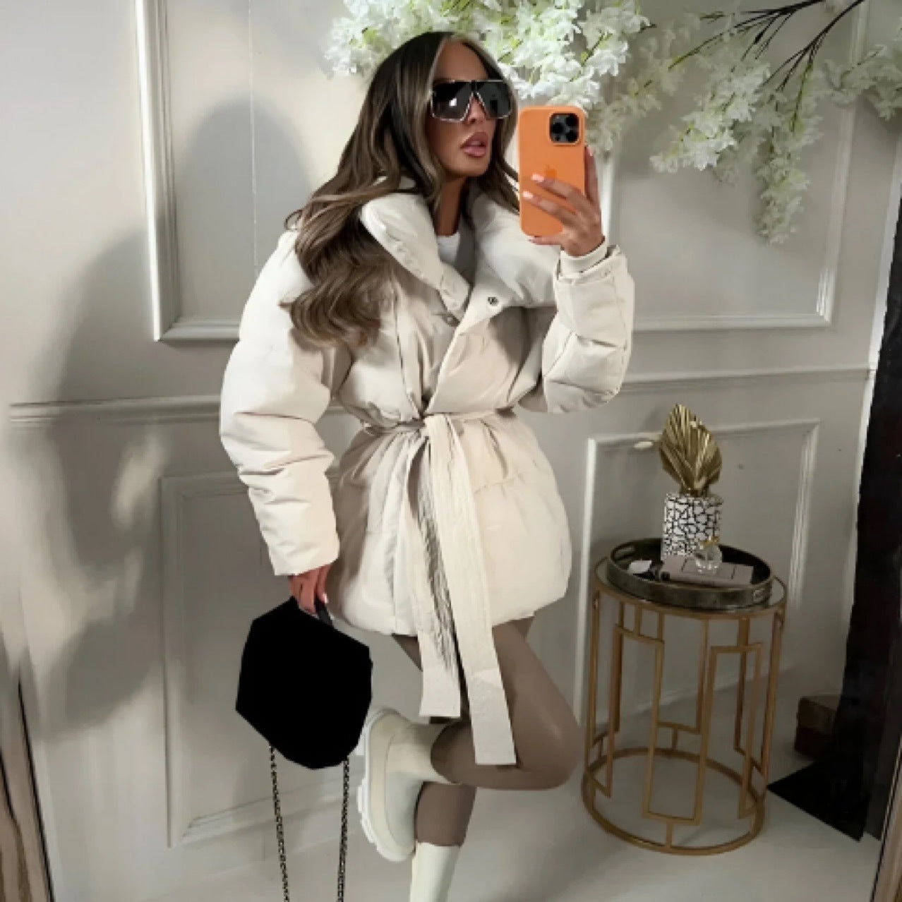 Thickened Winter Jacket with Belt