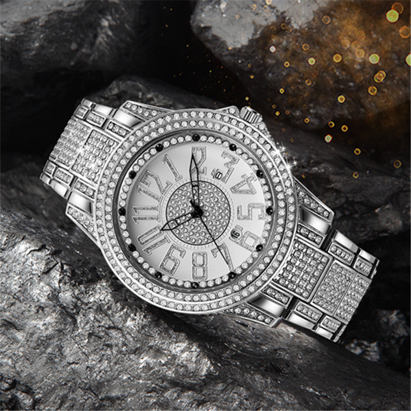 Men's Diamond Alloy Strap Watch