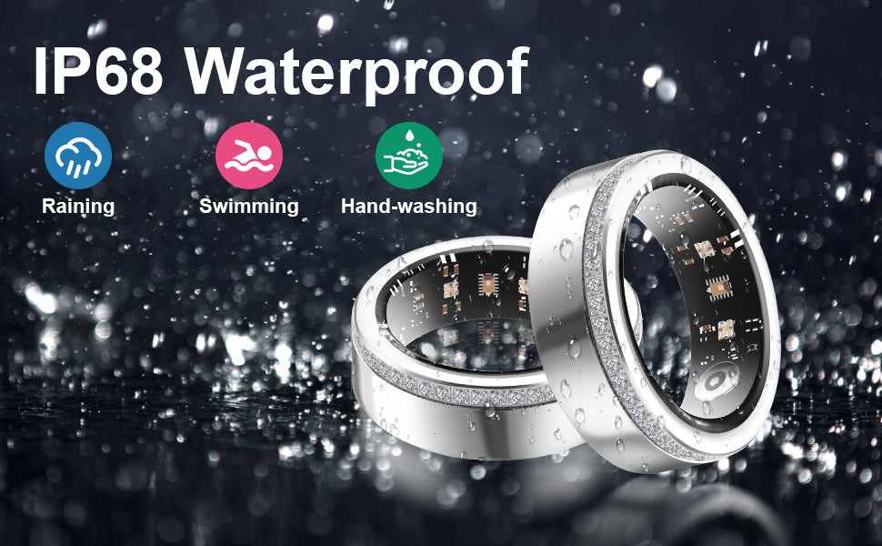 Silver Diamond Smart Ring Fitness Tracker