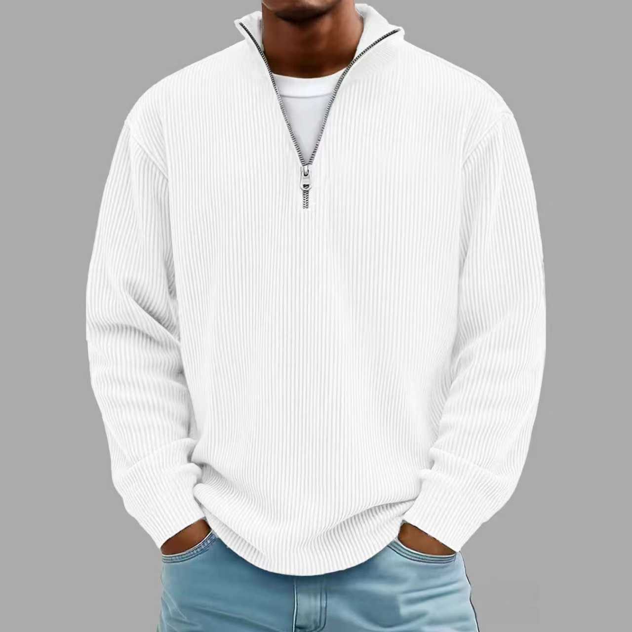 Corduroy Zipper Polo Sweatshirt