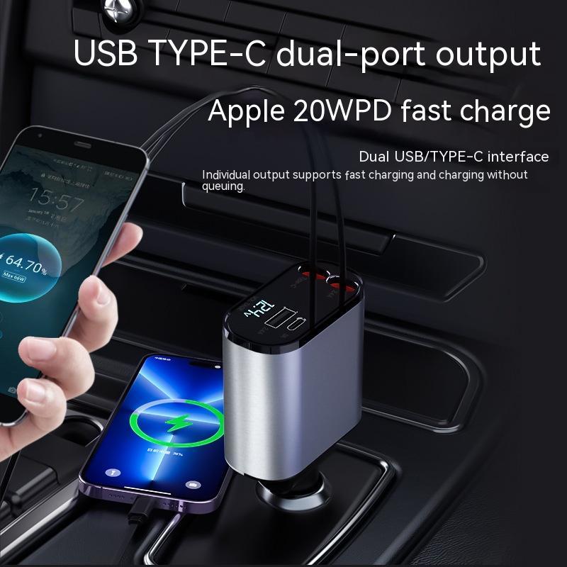 100W Fast Car Charger USB-C Adapter