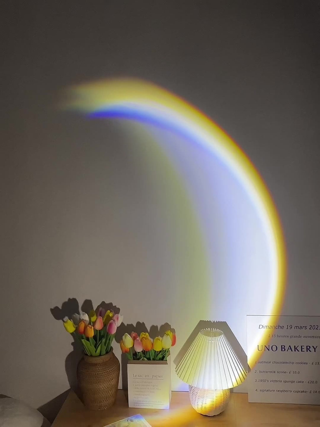 LED Moon Lamp with Rainbow Projector