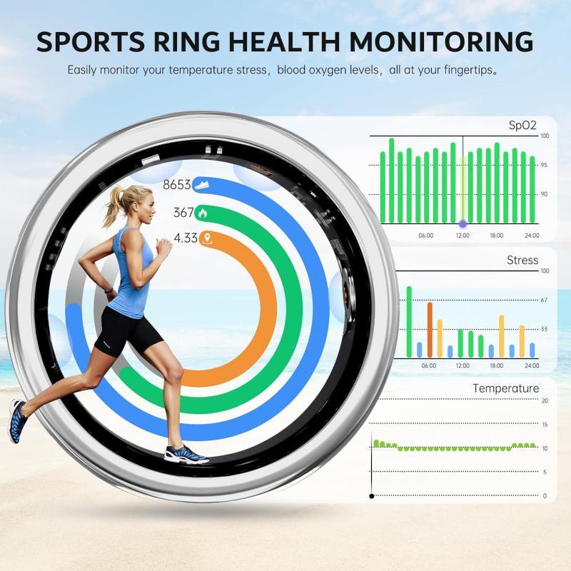 Silver Diamond Smart Ring Fitness Tracker