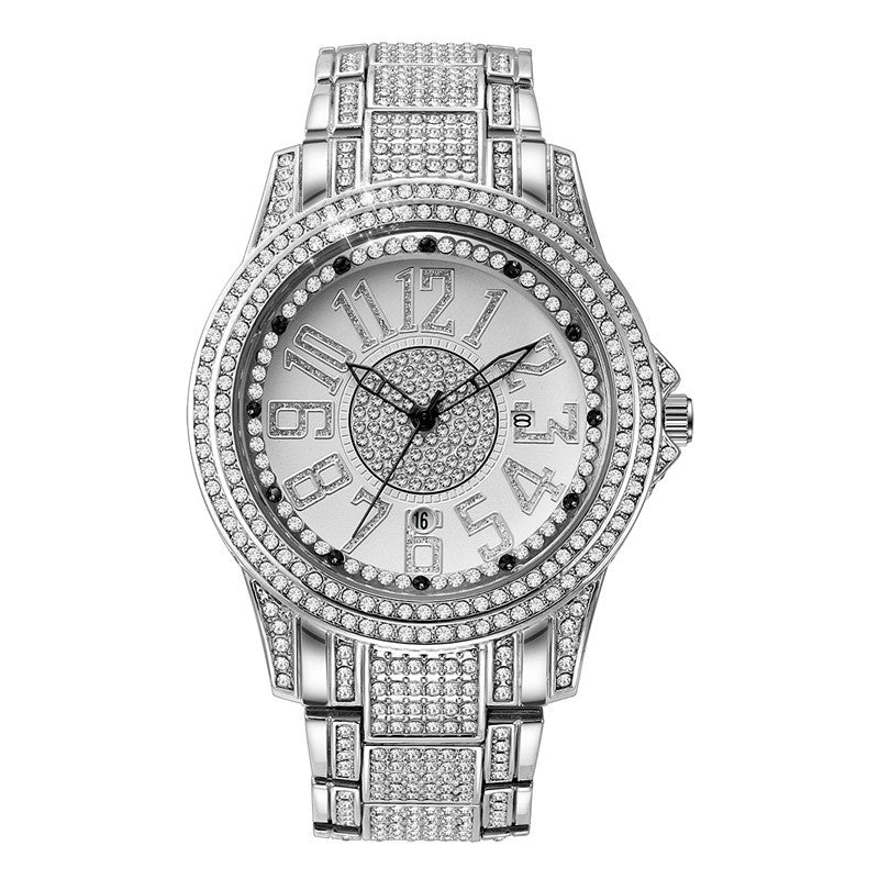 Men's Diamond Alloy Strap Watch