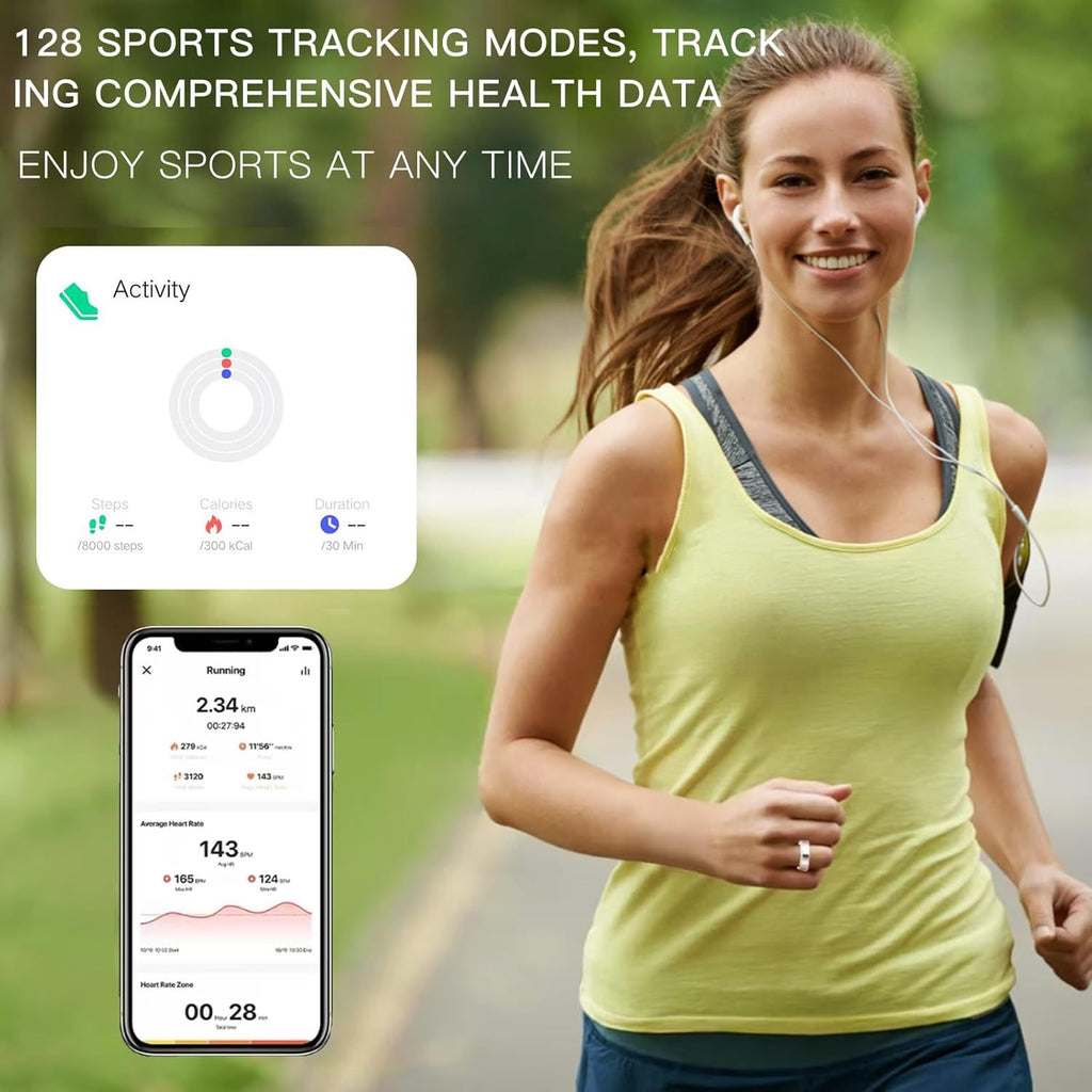 Silver Diamond Smart Ring Fitness Tracker